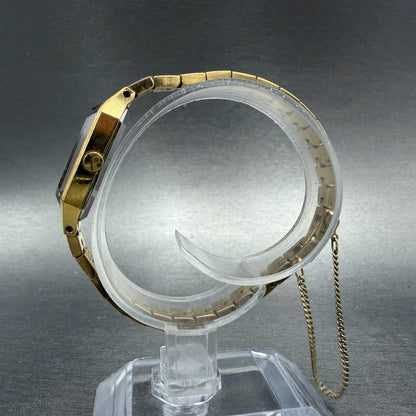 Seiko Watch Women 13mm Blue Dial Gold Tone Hexagon 1320-5339 New Battery VTG6