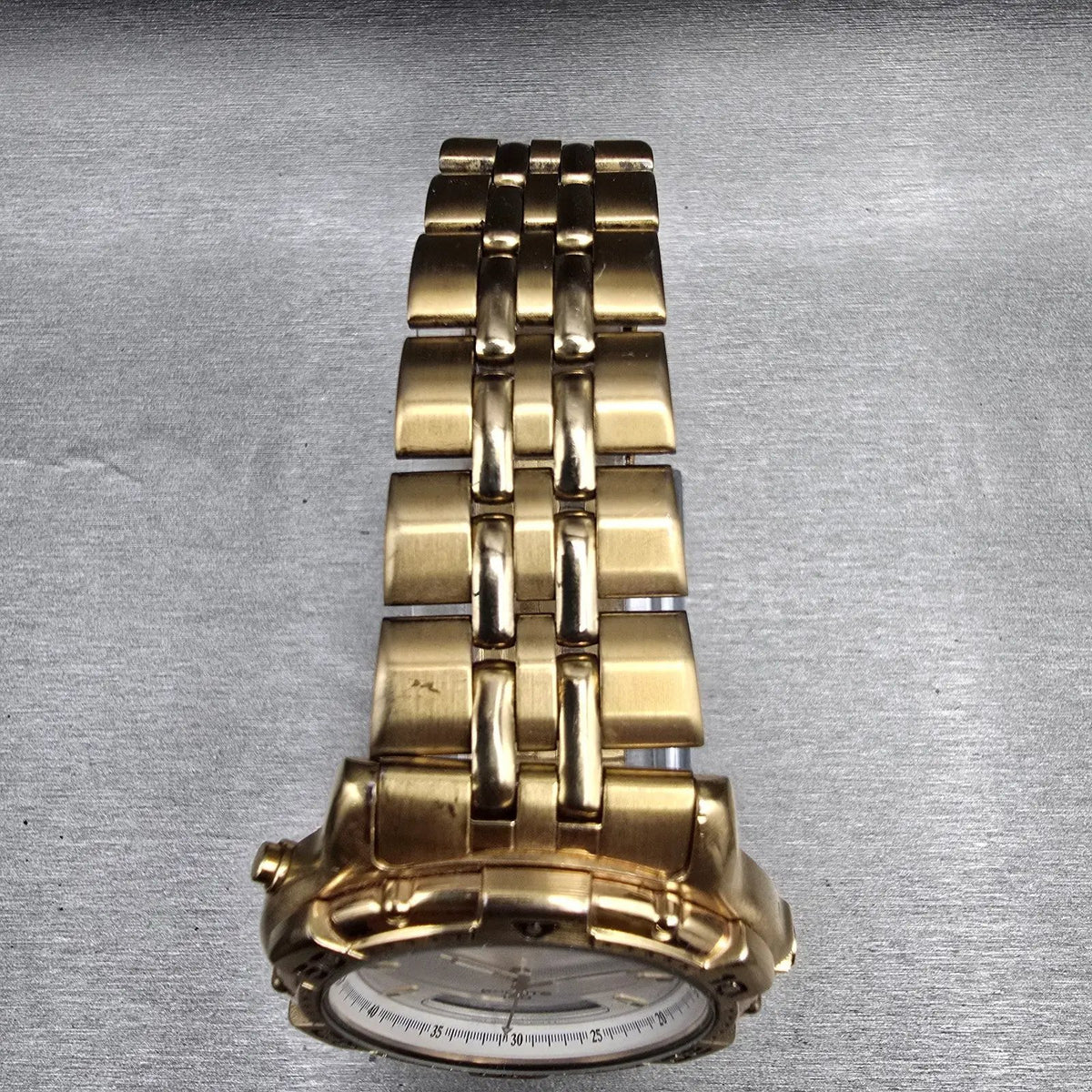 Seiko Sports 150 Watch Men 40mm White Dial Gold Tone Chrono H801-6088 New Batt4
