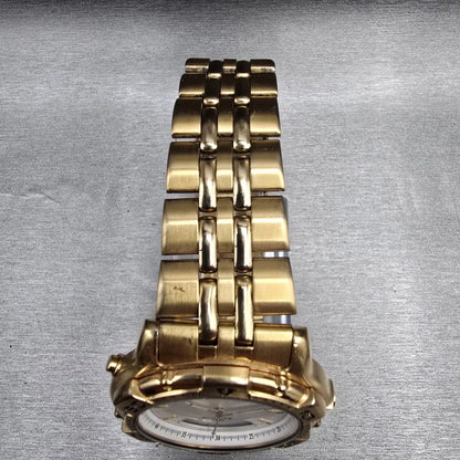 Seiko Sports 150 Watch Men 40mm White Dial Gold Tone Chrono H801-6088 New Batt4