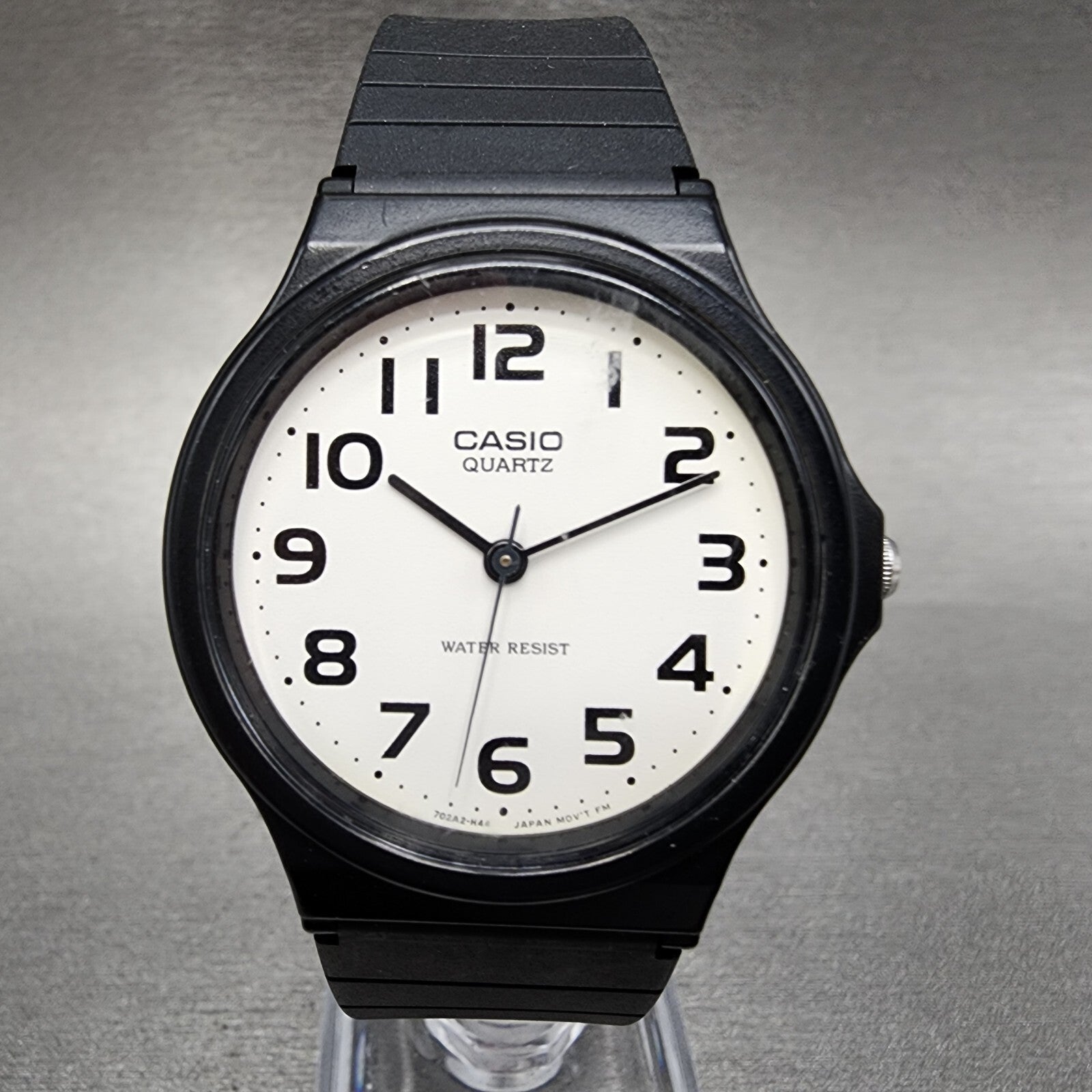 Casio Watch Men 34mm White Dial Black Tone Round MQ24 New Battery0