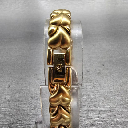 Bulova Watch Women 20mm Cream Dial Gold Tone Round Hearts 97S59 New Battery7