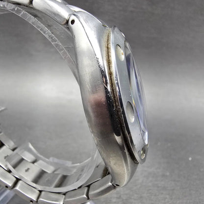 Fossil Big Tic Watch Men 40mm Blue Dial Silver Tone READ!!!! AM-3432 New Battery3