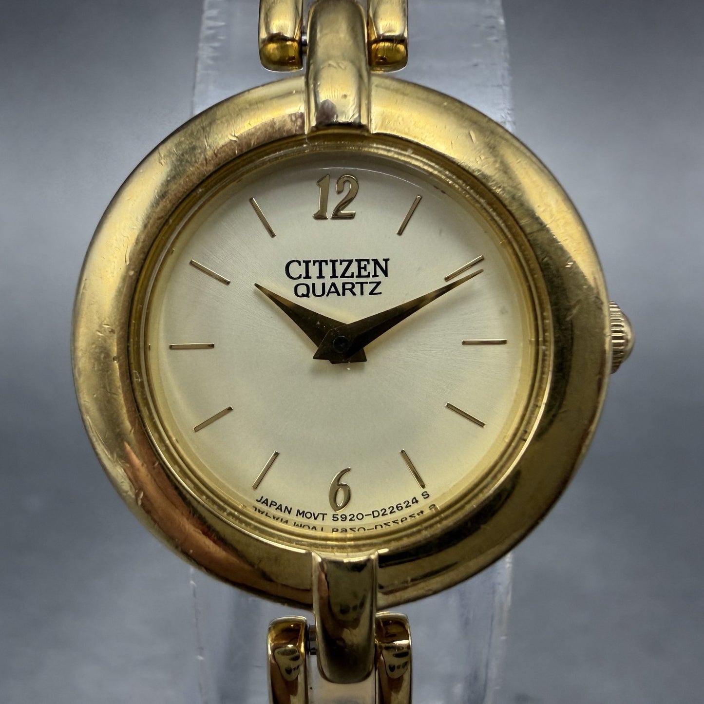 Citizen Watch Women 20mm Champagne Dial Gold Tone Round 5920-S99183 New Battery1