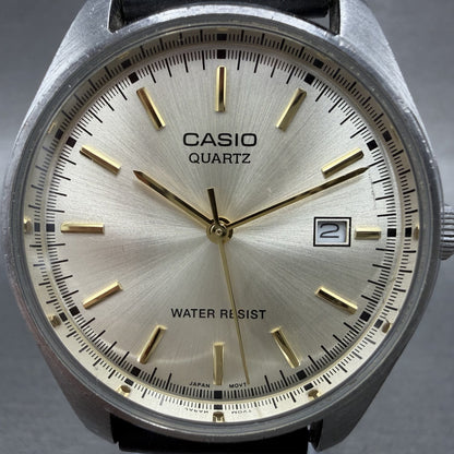 Casio Watch Men 37mm Champagne Dial Silver Tone Date MTP1175 New Battery1