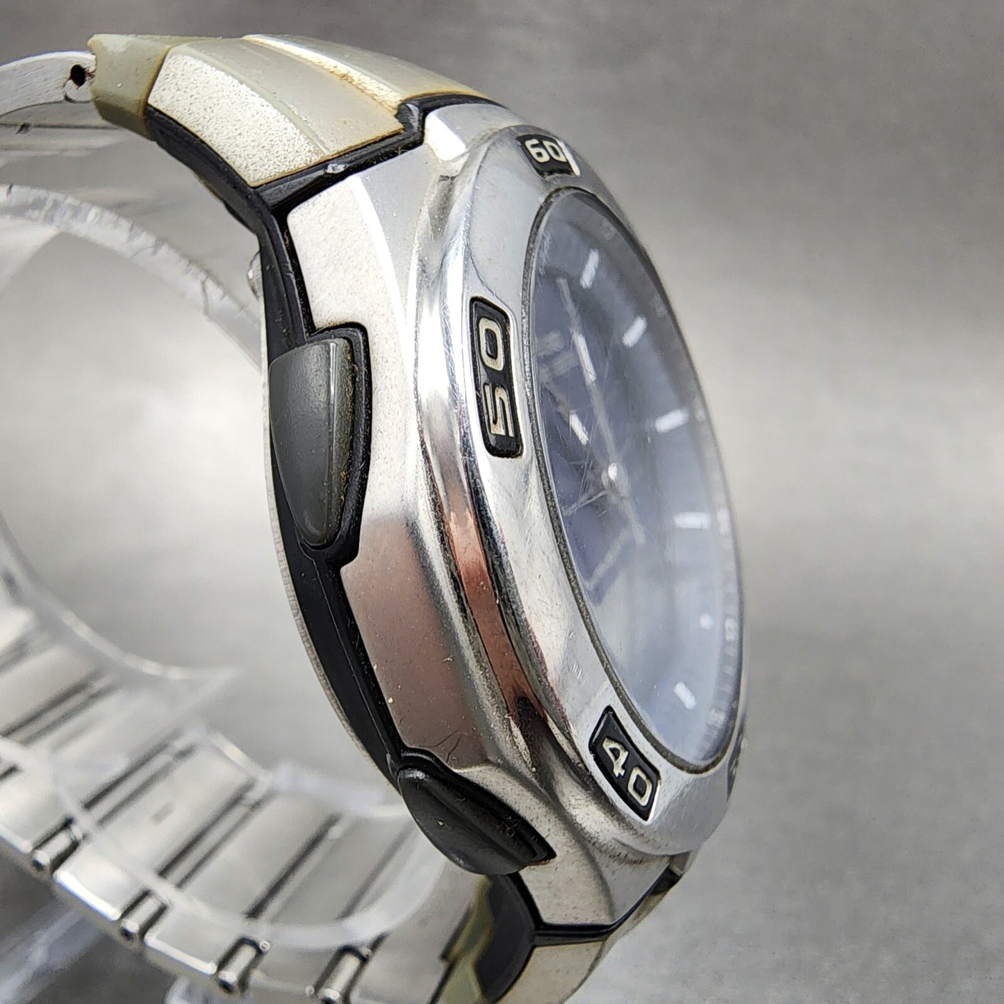Casio Wave Ceptor Watch Men 41mm Blue Dial Silver Tone Analog Digital WVA105h3