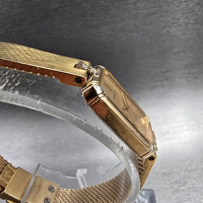Seiko Lassale Watch Women 14mm Gold Dial Gold Rectangle Diamonds New Battery VTG3