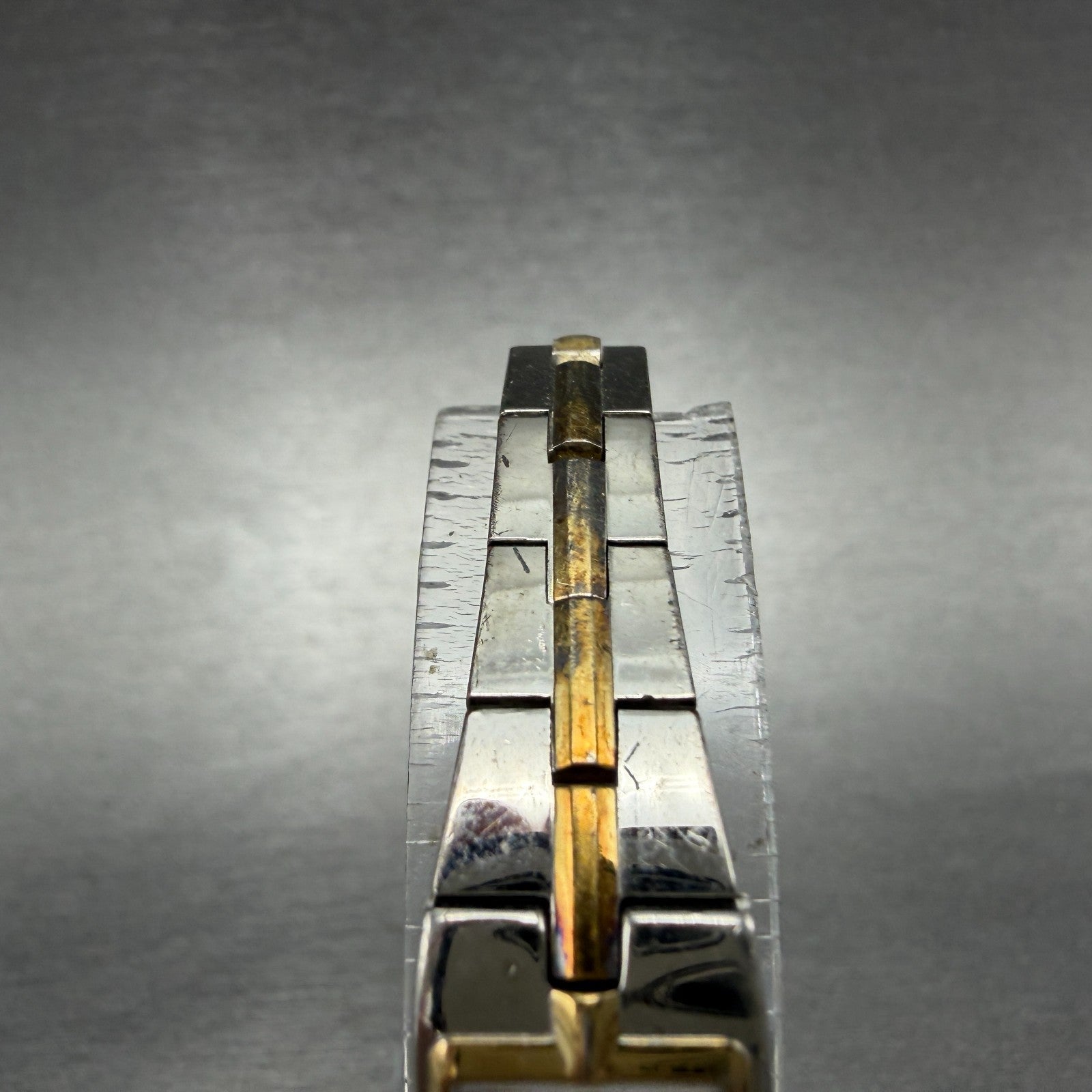 Seiko Tank Watch Women 13mm White Dial two Tone Rectangle 2E20-0AY0 New BatteryK4