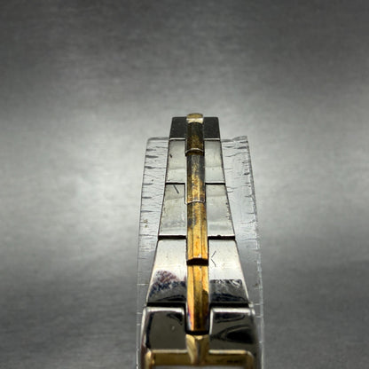 Seiko Tank Watch Women 13mm White Dial two Tone Rectangle 2E20-0AY0 New BatteryK4