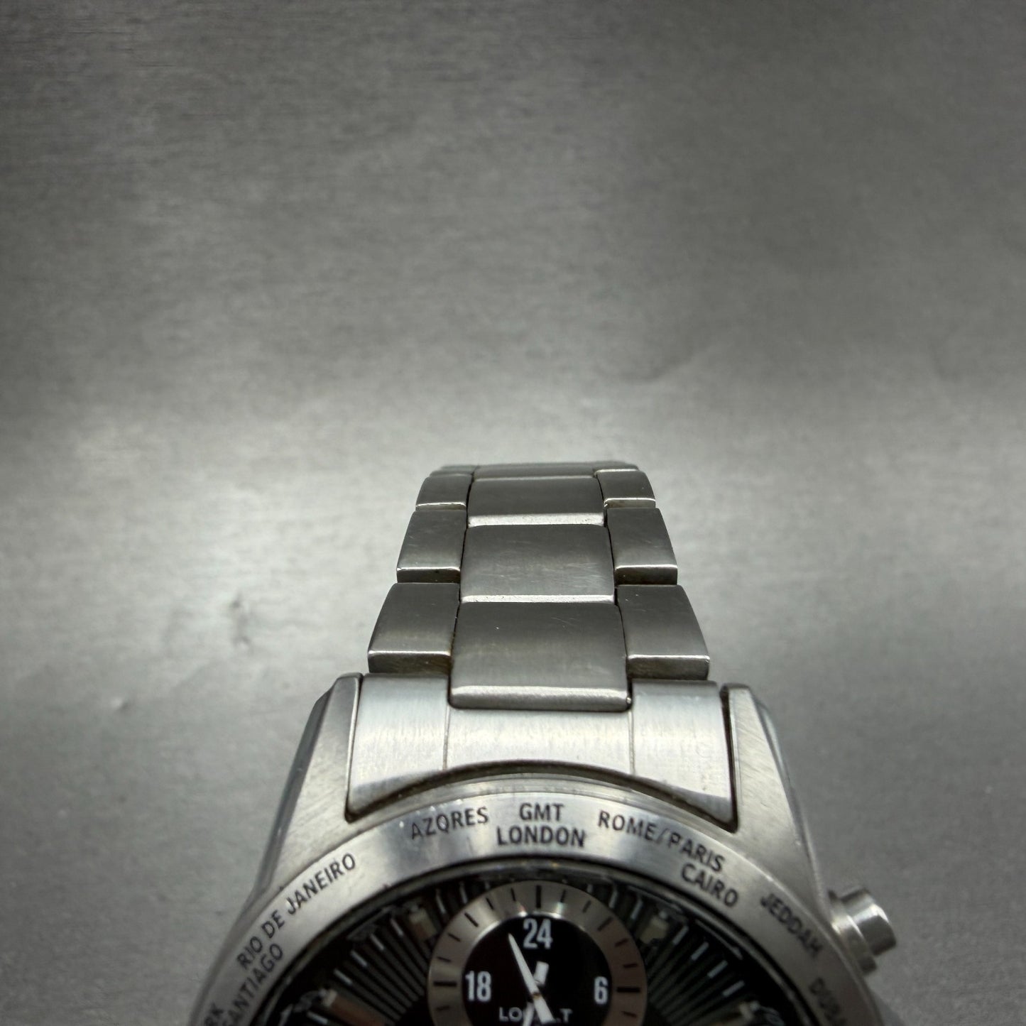 Seiko World Time ANA Watch Men 38mm Black Dial Silver Tone Date Alarm NewBattery4