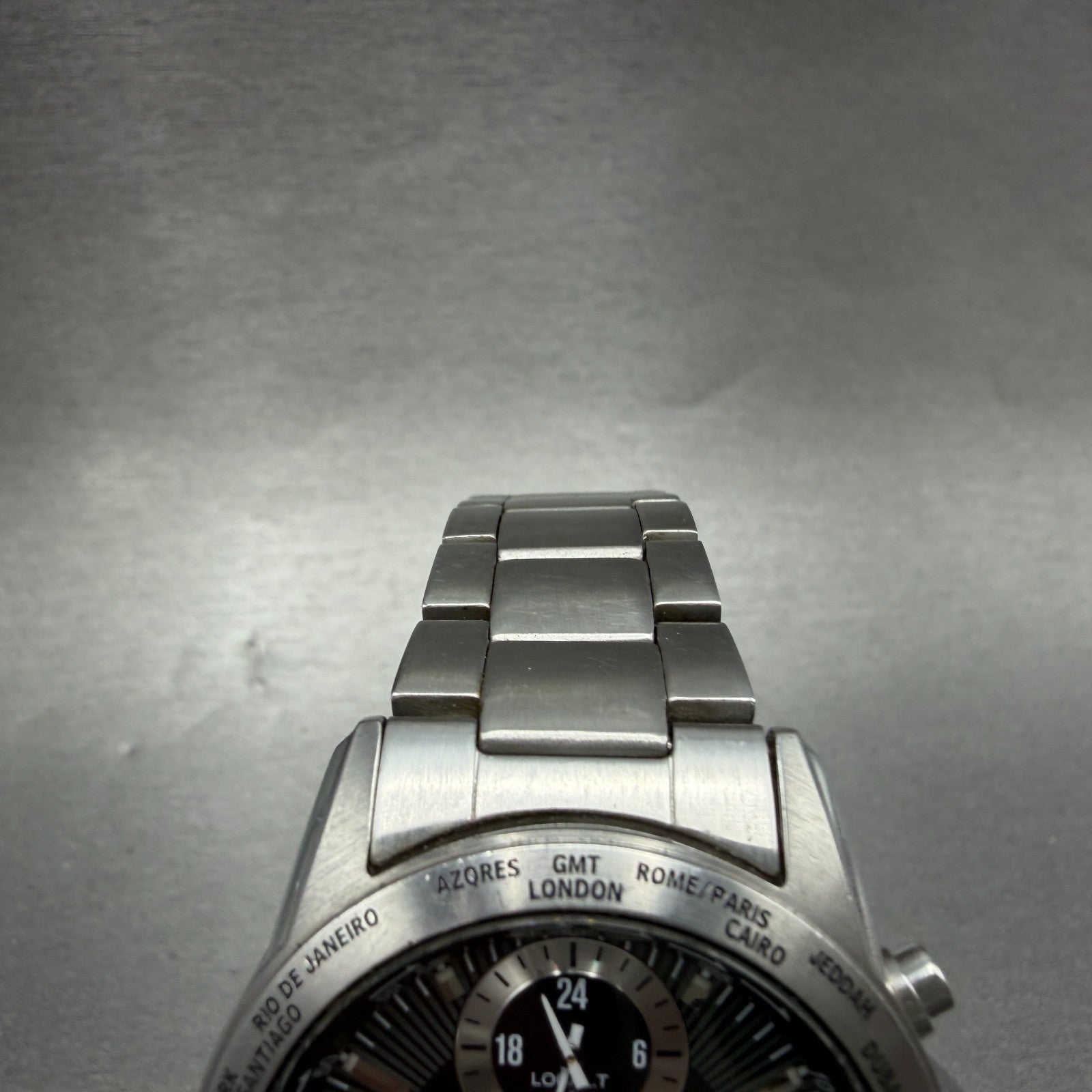 Seiko World Time ANA Watch Men 38mm Black Dial Silver Tone Date Alarm NewBattery4