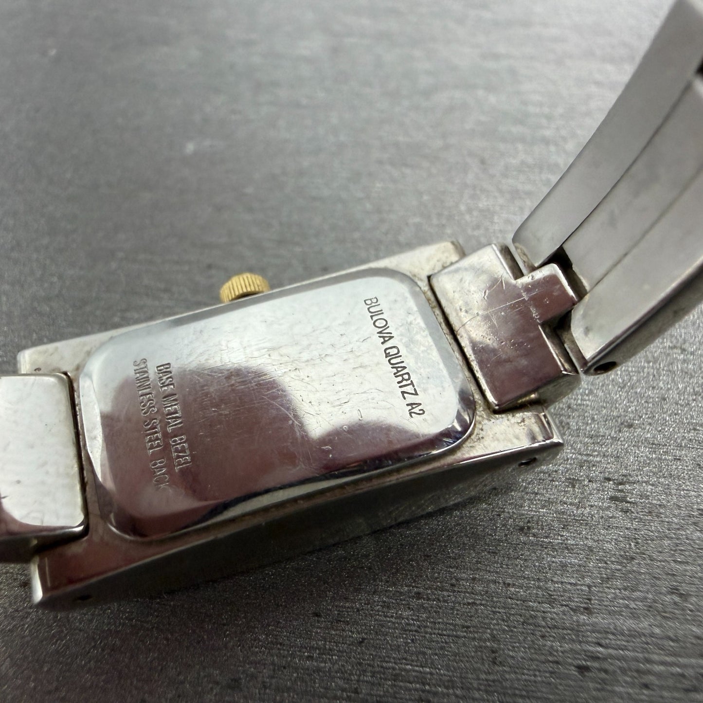 Bulova Tank Watch Women 14mm Silver Dial Two Tone Rectangle 98T60 New Battery9