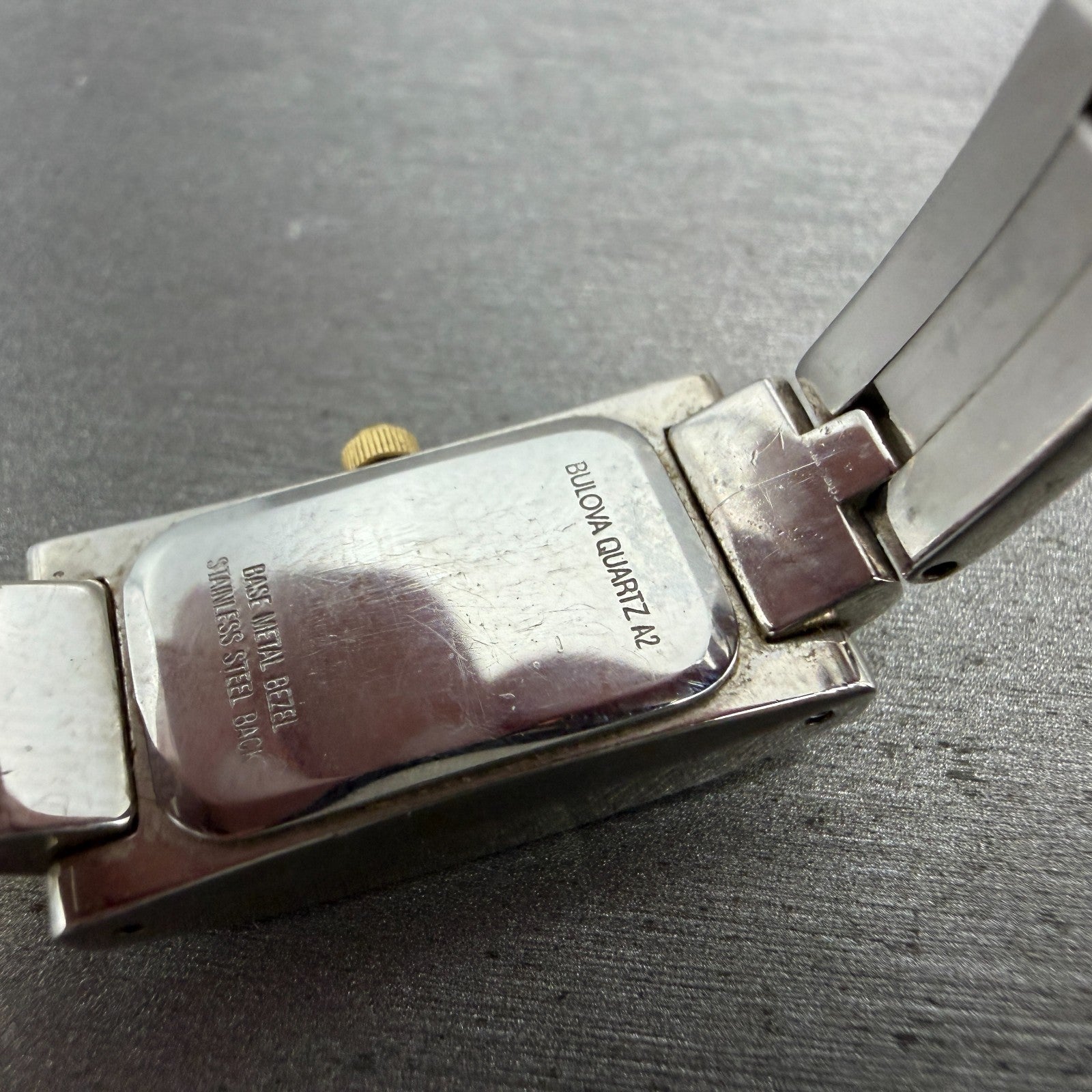 Bulova Tank Watch Women 14mm Silver Dial Two Tone Rectangle 98T60 New Battery9