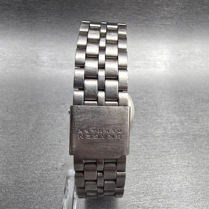 Skagen Watch Men 34mm Blue Dial Titanium Date Round 105LTXN New Battery7