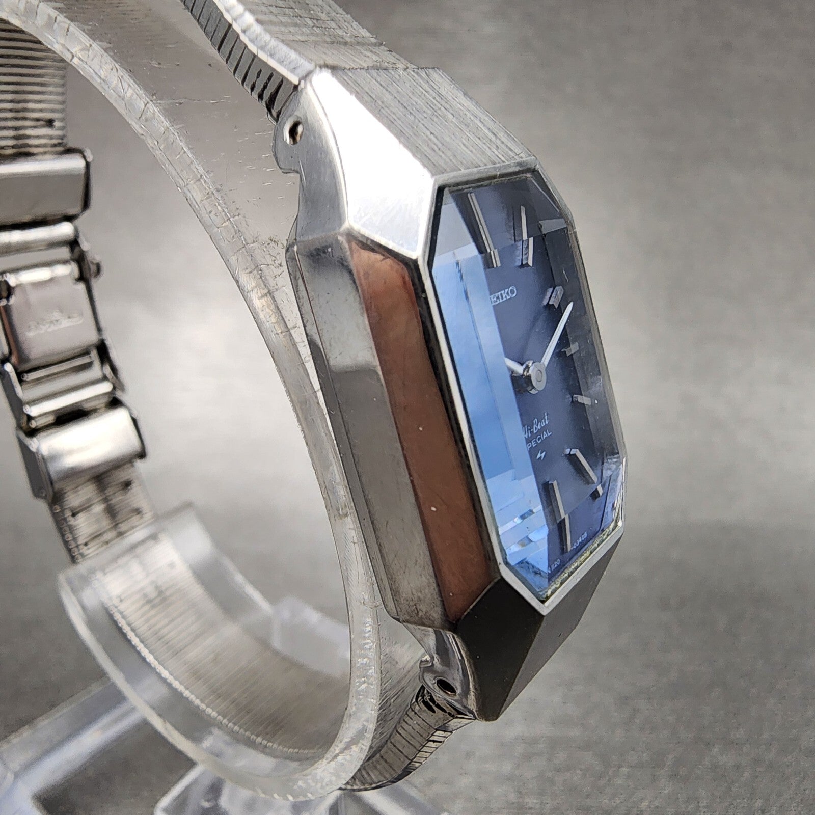 Seiko Special Tank Watch Women 18mm Blue Dial Silver Tone Manual 11203090 Runs3
