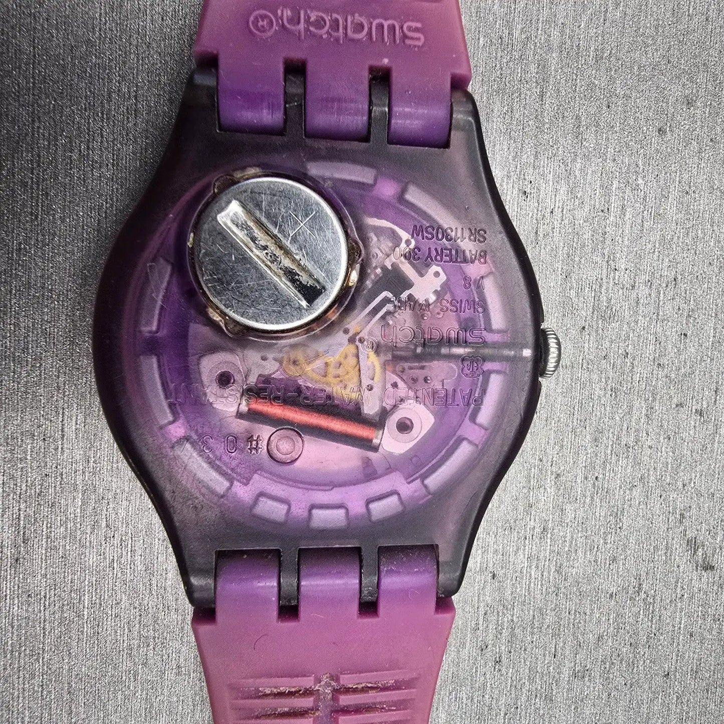 Swatch PURPLE REBEL Watch Men Purple Dial Purple Daydate SUOV702 New Battery10