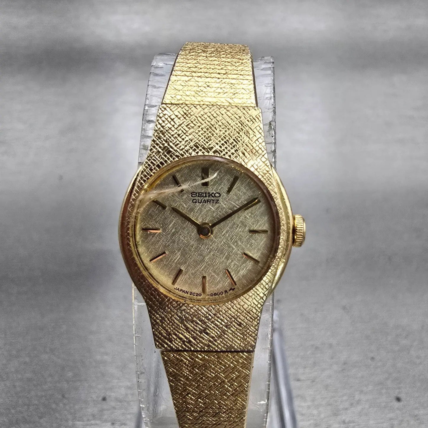 Seiko Watch Women 17mm Gold Dial Gold Tone Round 2C20-0149 VTG New Battery0