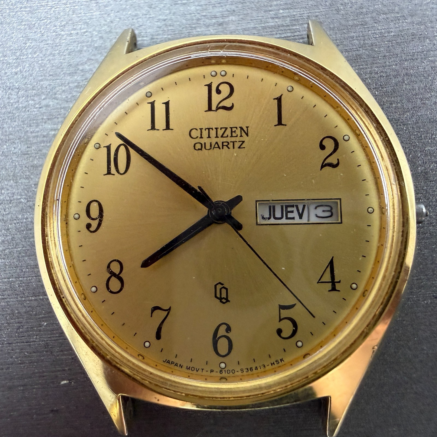 Citizen CQ Watch Men 36mm Gold Dial Gold Tone Daydate 6100-S24876 PARTS2