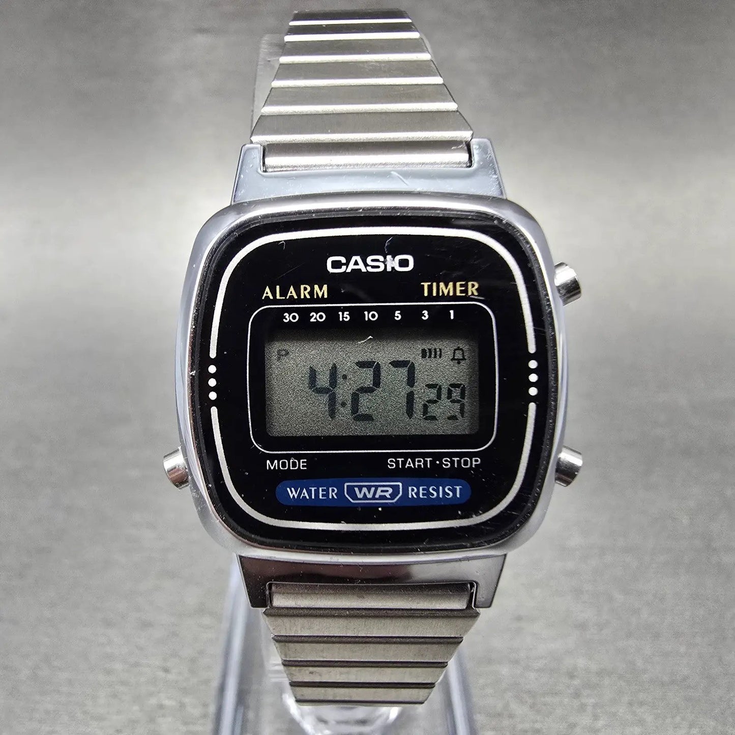 Casio Digital Watch Women 25mm Silver Alarm Chronograph Daydate LA670W New Batt0
