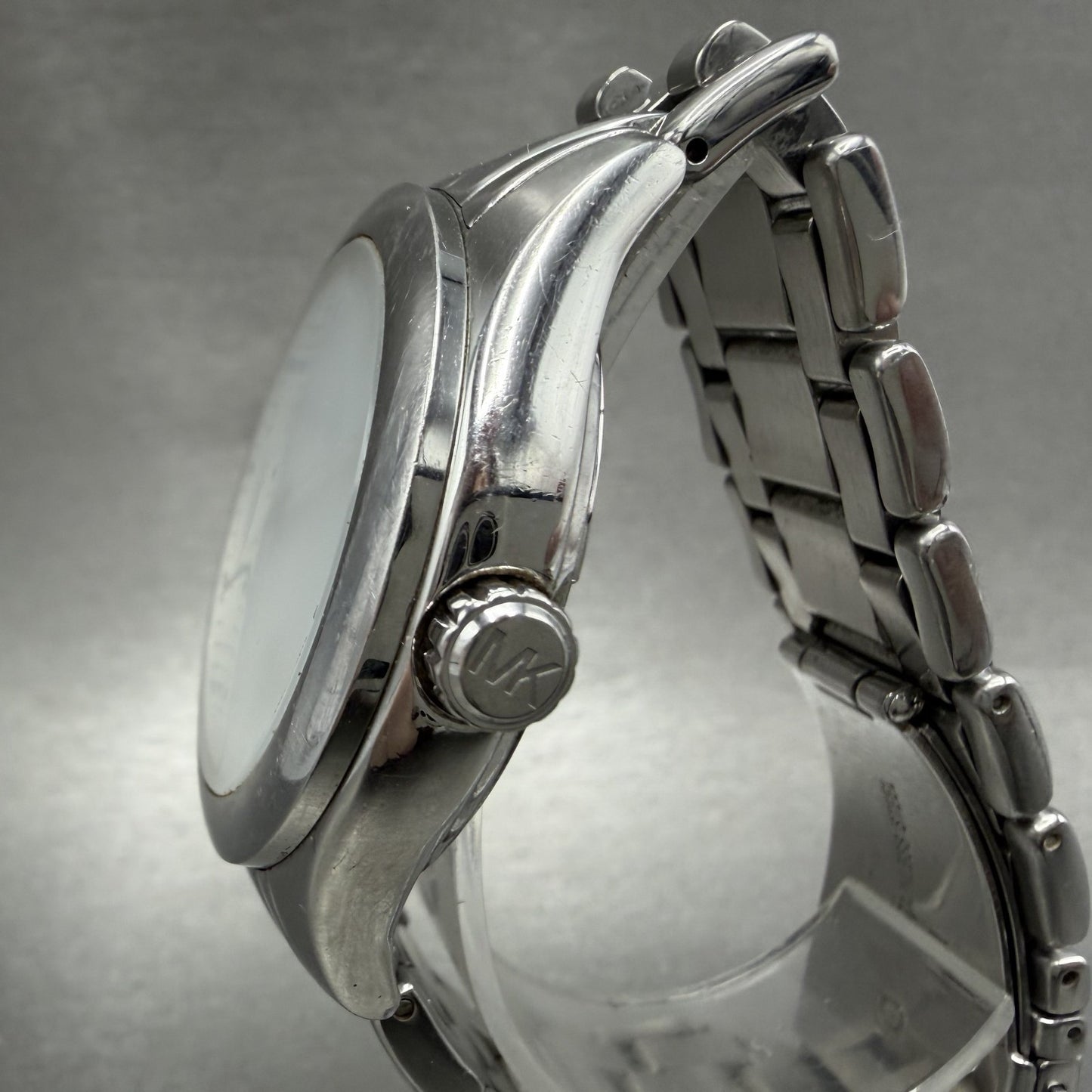Michael Kors Watch Women 40mm MOP Dial Silver Tone Round MK5325 New battery2