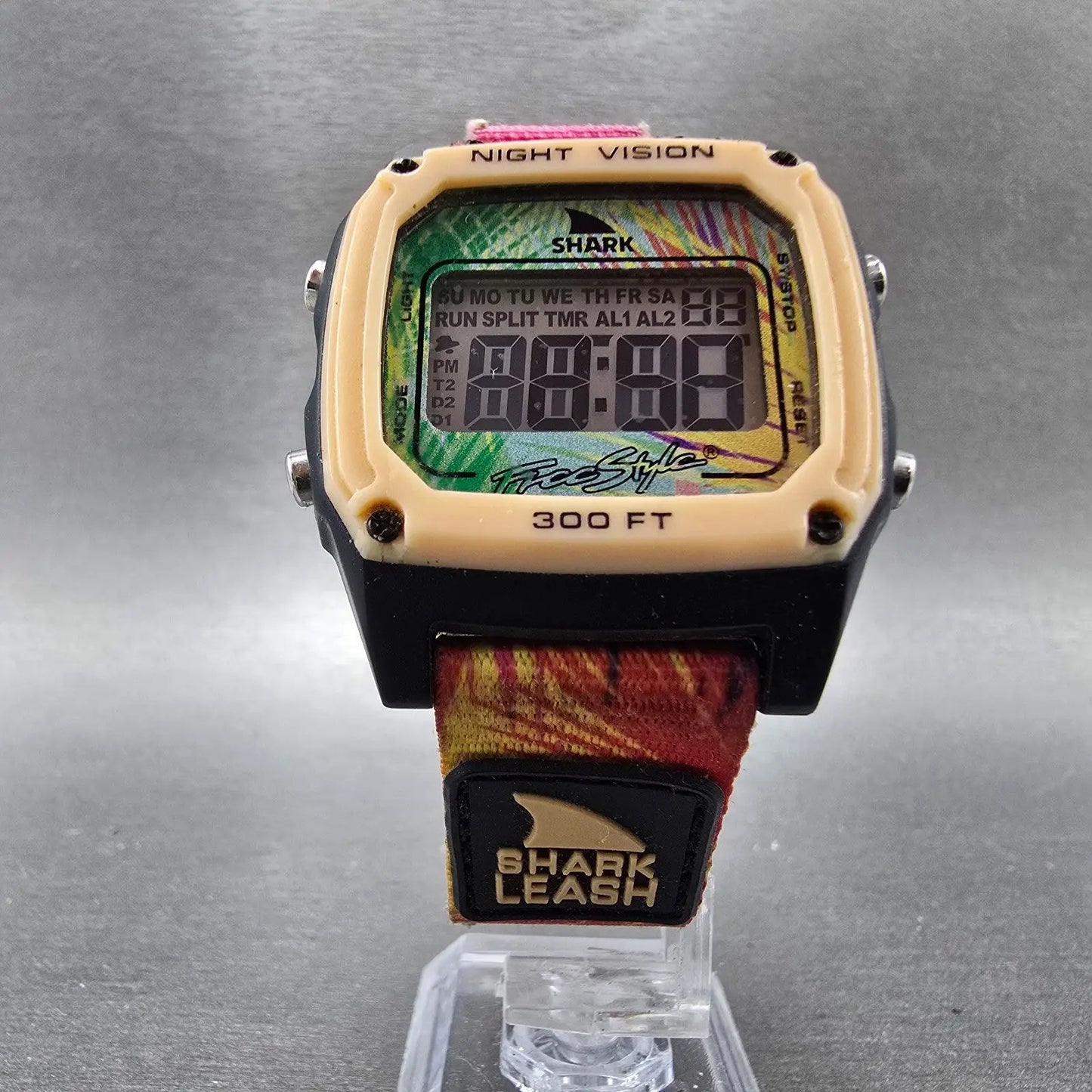 Freestyle Shark Aloha Tiki Peach Watch Men 38mm Digital Pink Green Blue New Batt5