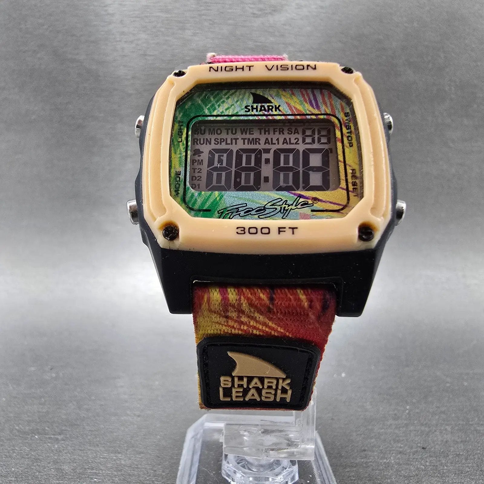 Freestyle Shark Aloha Tiki Peach Watch Men 38mm Digital Pink Green Blue New Batt5