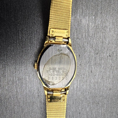 Seiko Watch Women 17mm Black Dial Gold Tone Octagon 1N00-5B29 New Battery VTG10
