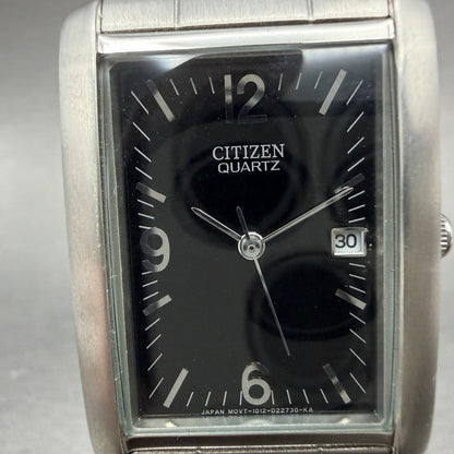 Citizen Tank Watch Unisex 25mm Black Dial Silver Tone Date Rectangle READ!!!!!!!1