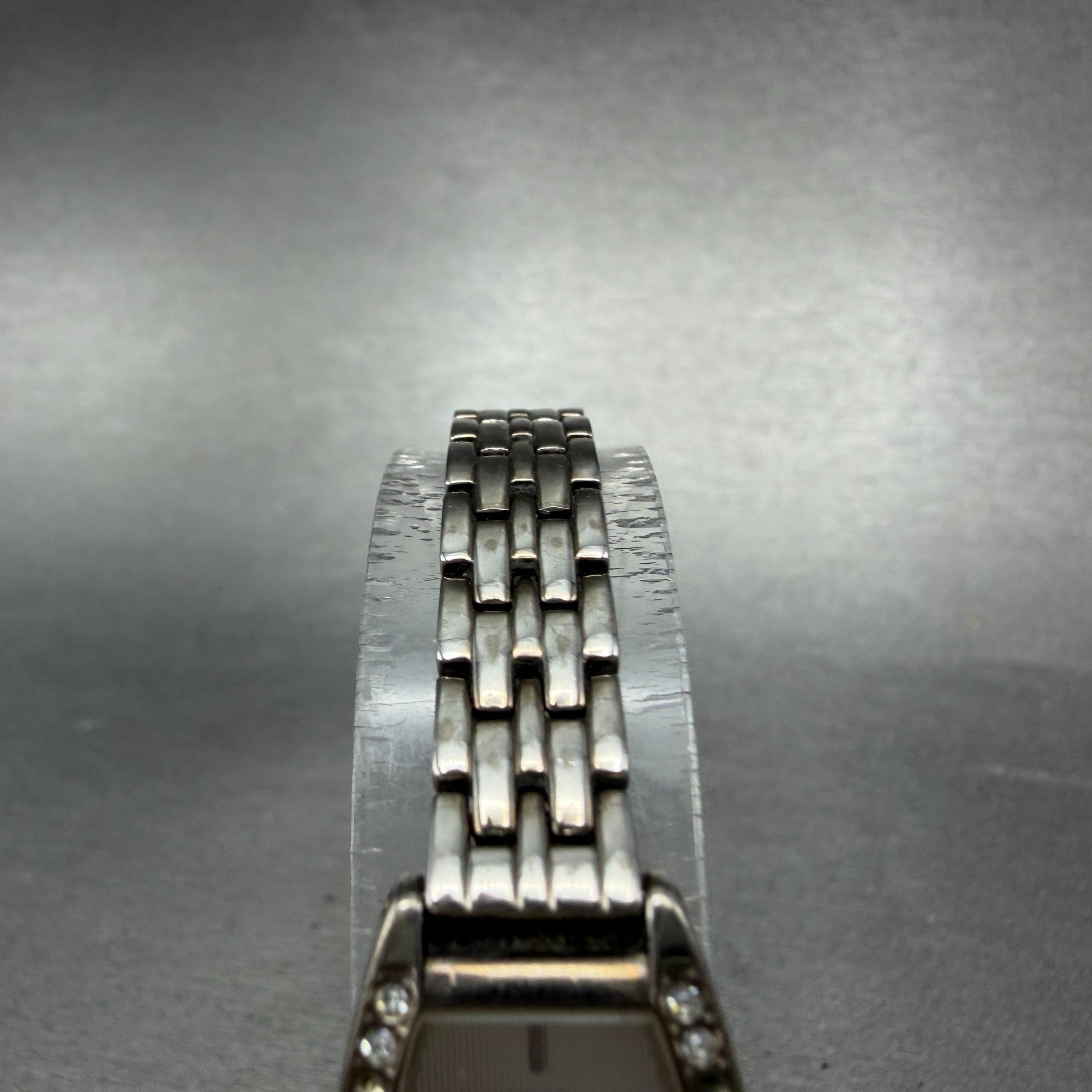 Citizen Watch Women 16mm Silver Dial Silver Tone Rectangle Crystal Bezel New Bat4
