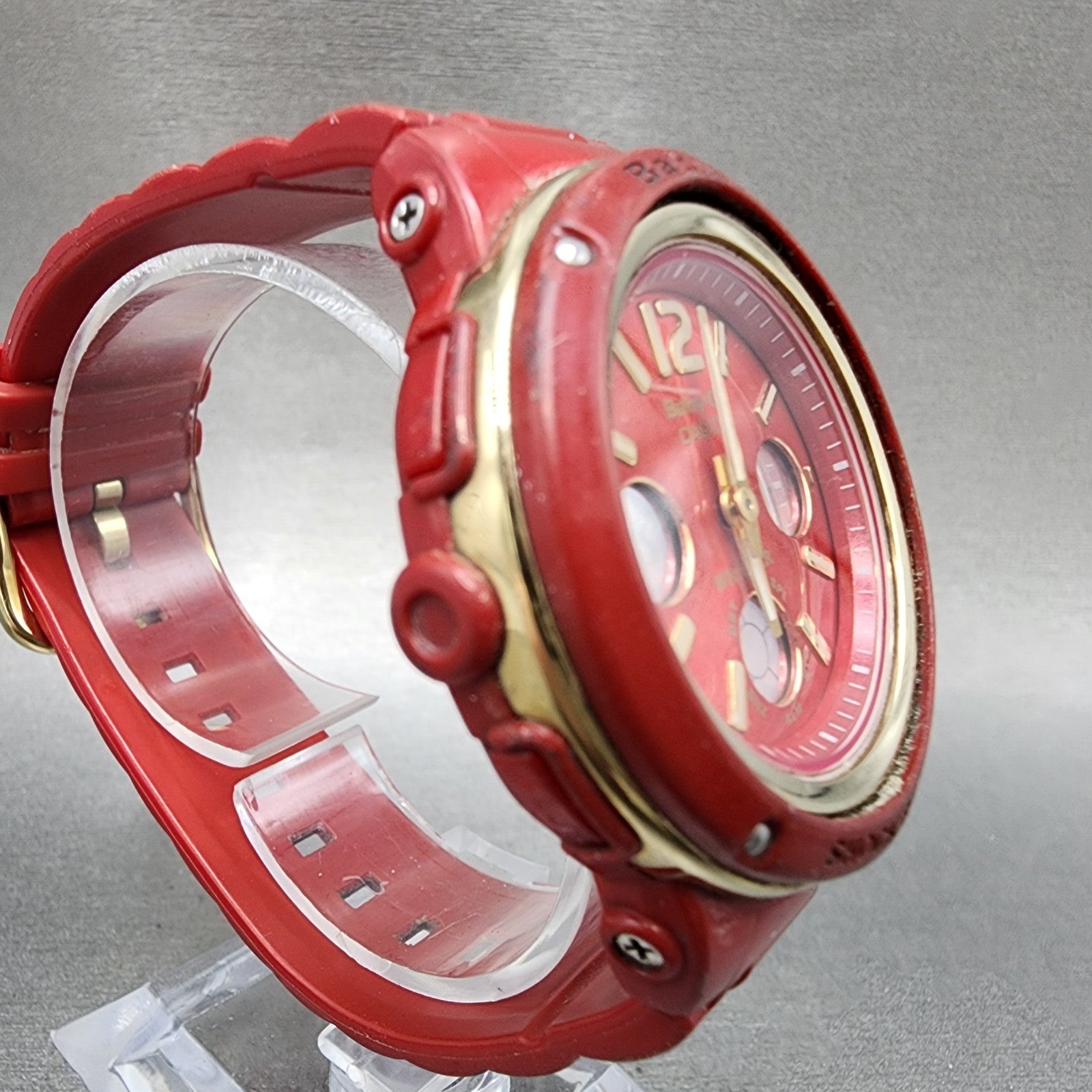 Casio BabyG Watch Women 43mm Analog Digital Red Tone Alarm Chrono New Batt3