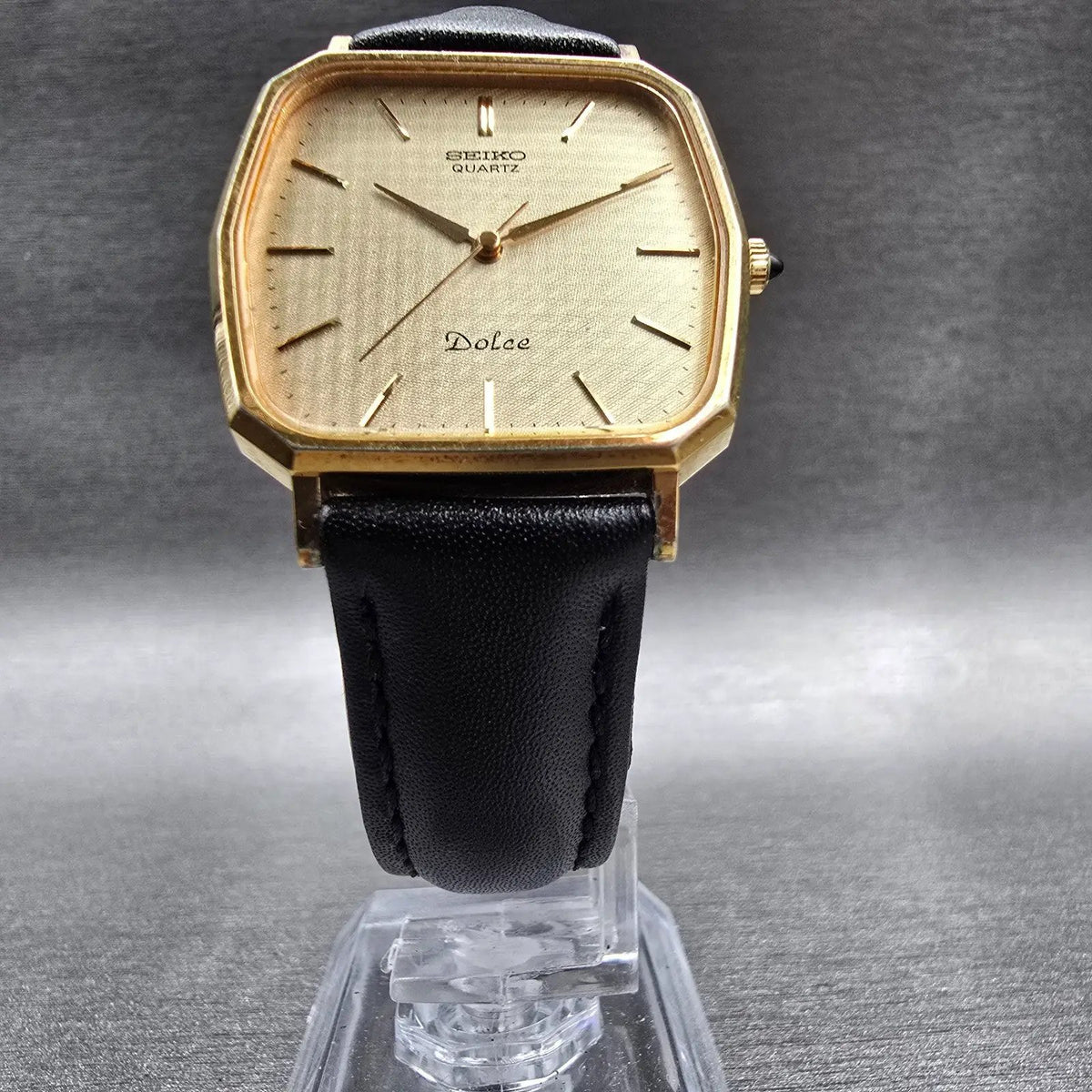 Seiko Dolce Watch Men 29mm Champagne Dial Gold Tone Rectangle 7731-5120 New Batt5