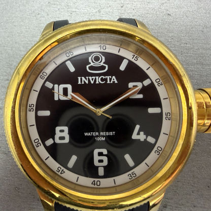 Invicta Russian Diver Watch Men 52mm Black Dial Gold Tone Round 1436 New Battery1