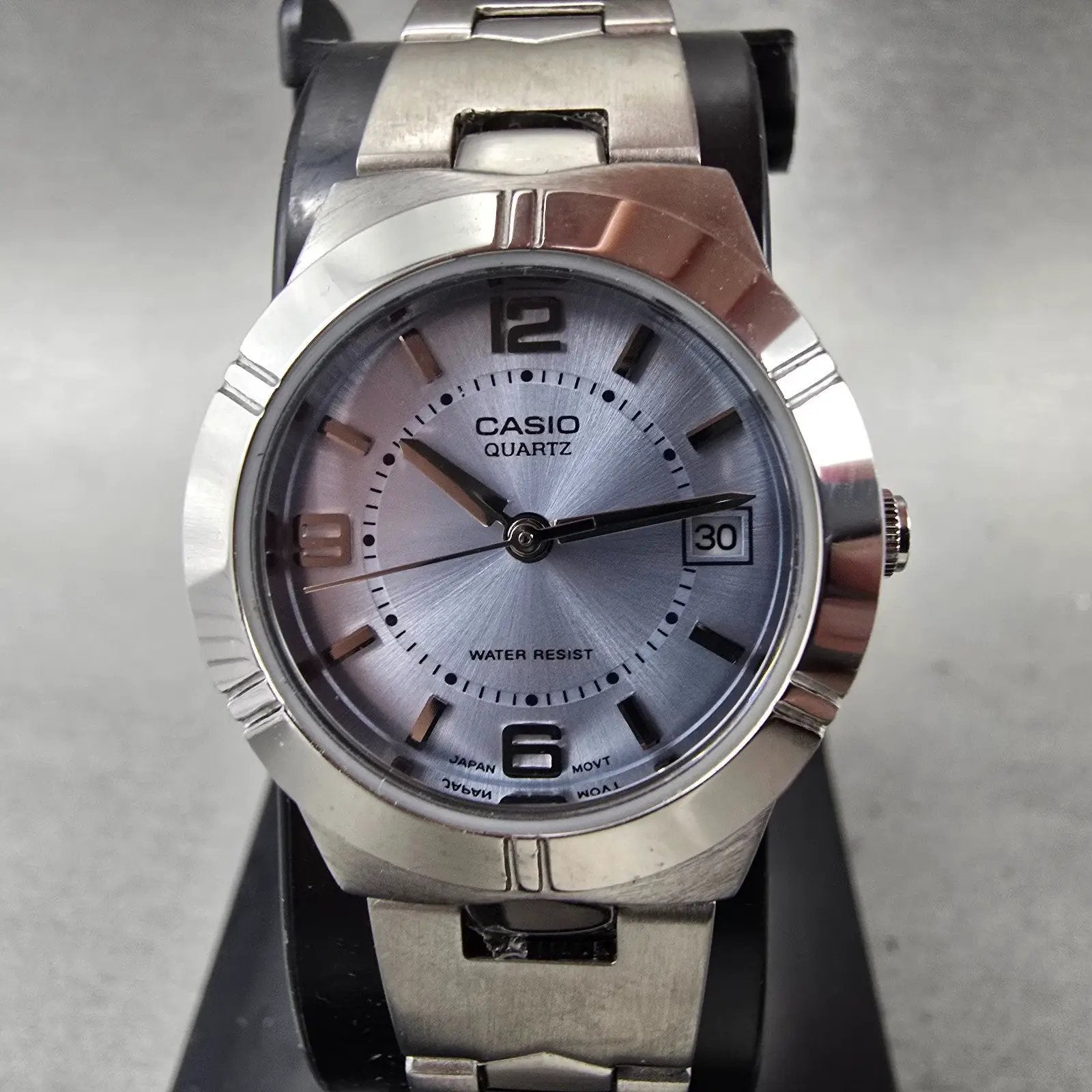 Casio Watch Women 25mm Blue Dial Silver Tone Date Round LTP-1241 New Battery1