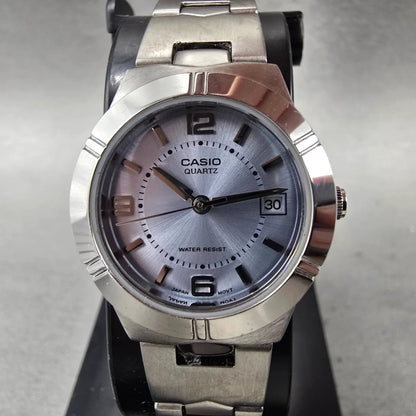 Casio Watch Women 25mm Blue Dial Silver Tone Date Round LTP-1241 New Battery1