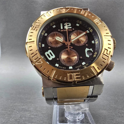 Invicta Reserve Ocean Reef Chrono Watch Men 46mm Black Dial Two Tone New Battery5