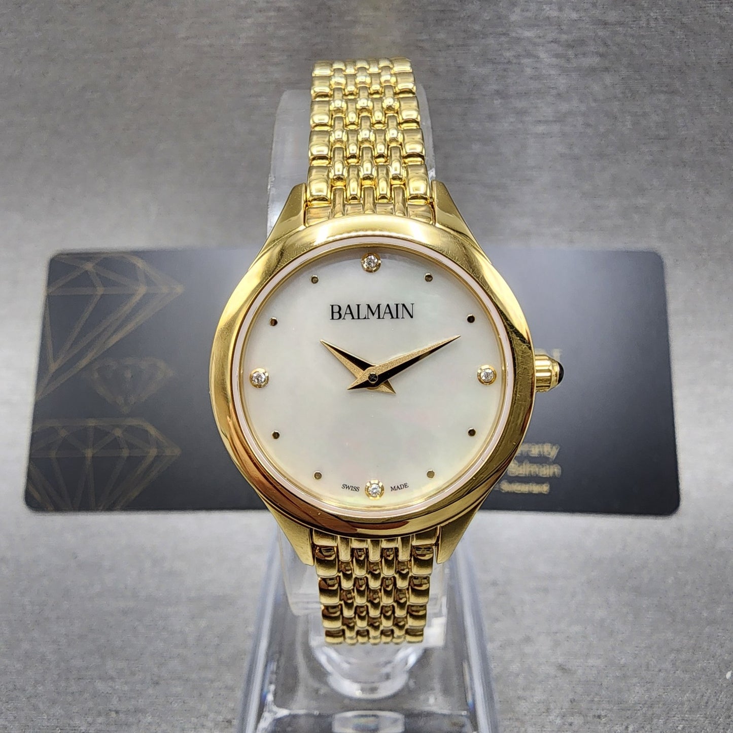 Balmain De Balmain Watch Women 25mm MOP Dial Gold Tone Diamond Markers0