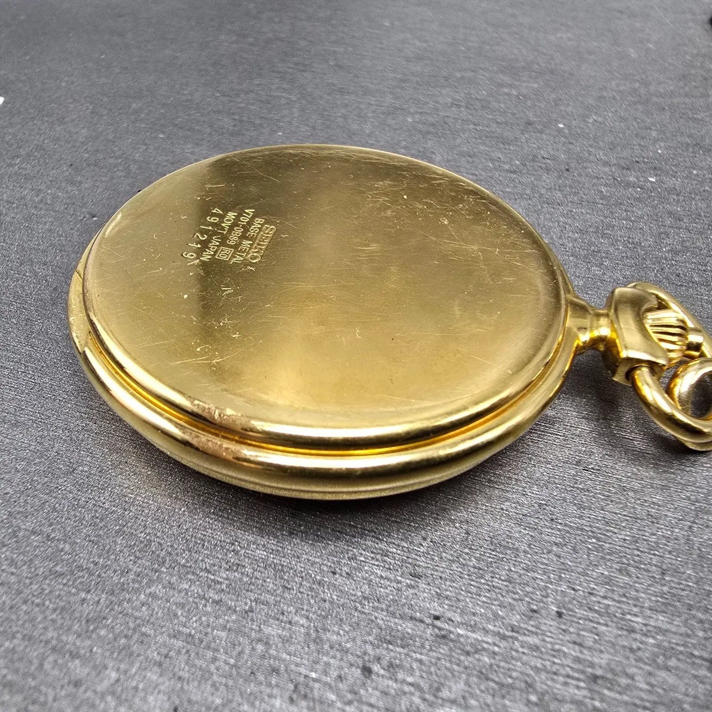 Seiko Pocket Watch Men 46mm White Dial Gold Tone Round V701-0B89 PARTS10