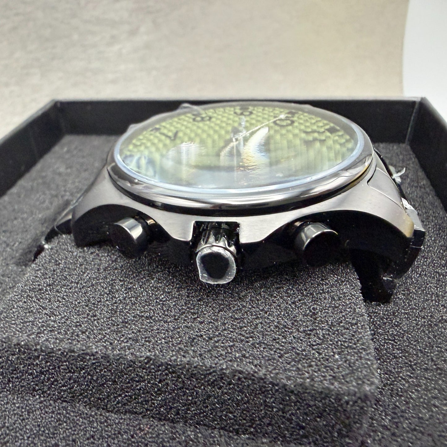 Chase Durer Chronograph Watch Men 48mm Green Carbon Dial Black Date CDW-00995