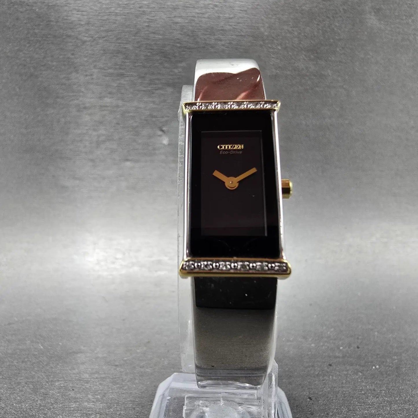Citizen Eco-Drive Watch Women 14mm Black Dial Two Tone Diamond G620-S044553 Runs5