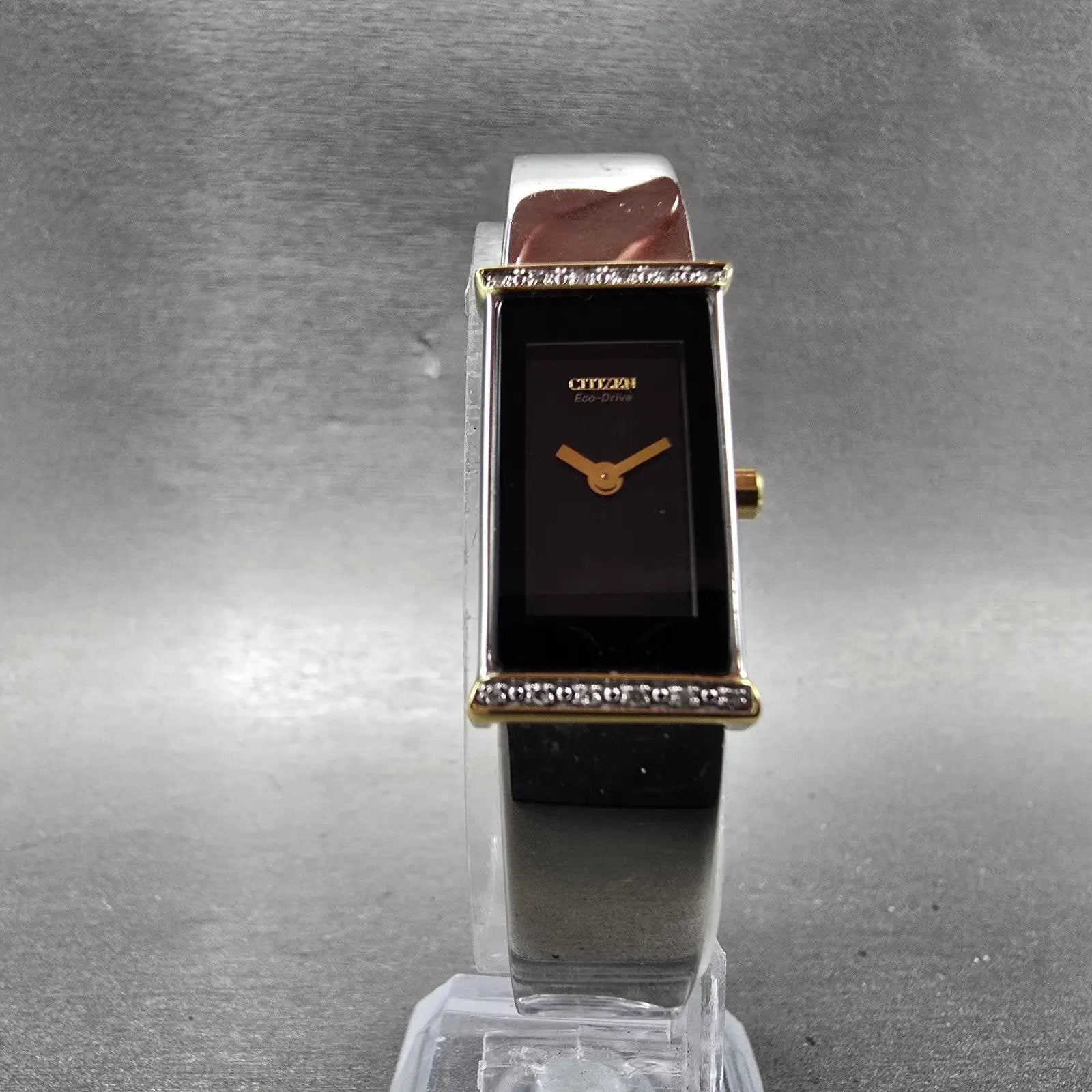 Citizen Eco-Drive Watch Women 14mm Black Dial Two Tone Diamond G620-S044553 Runs5
