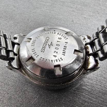 Seiko Automatic Watch Women 25mm White Dial Steel Date 2205-0410 PARTS VTG11