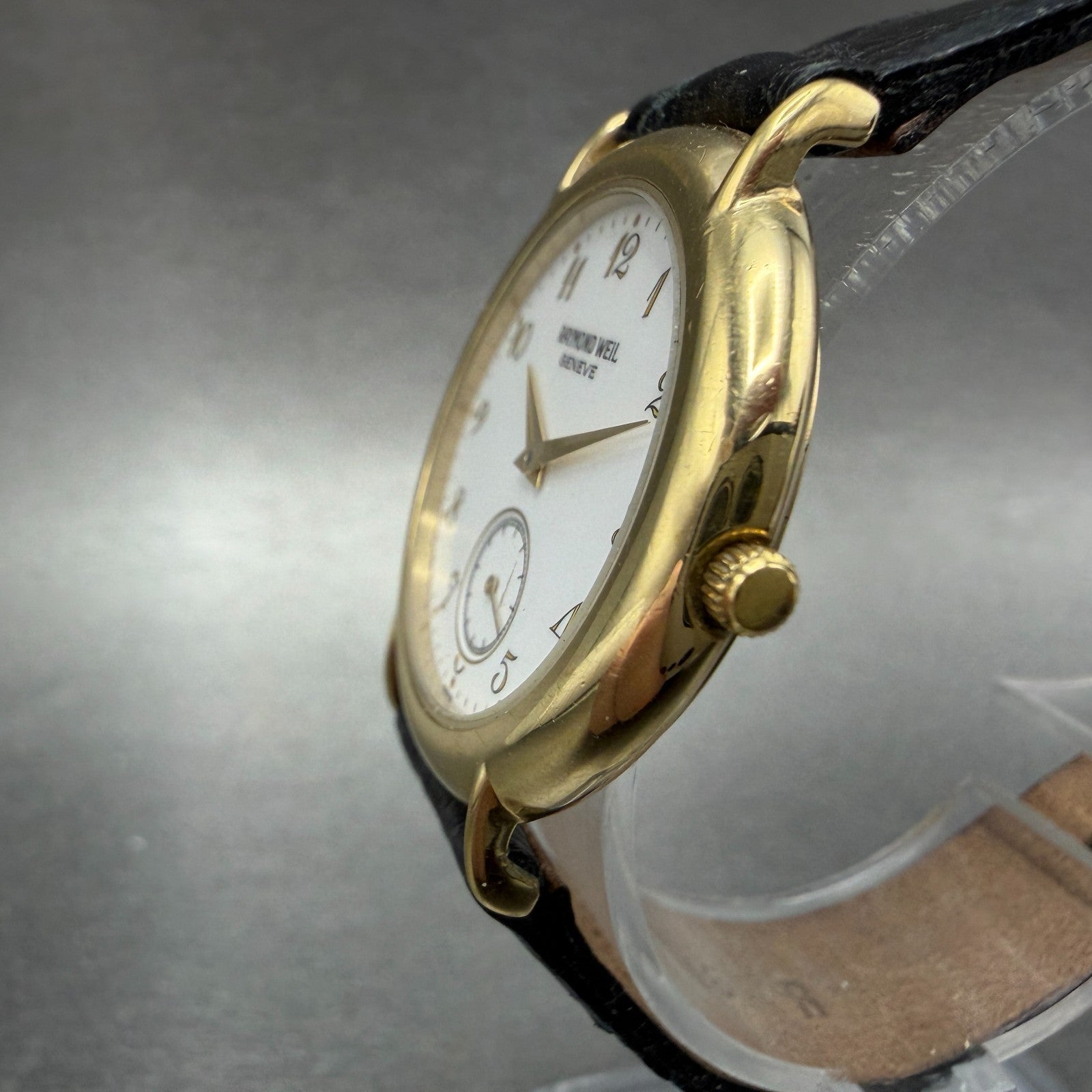 Raymond Weil Watch Unisex 32mm White Dial Gold Plated Small Seconds 9808 New Bat2