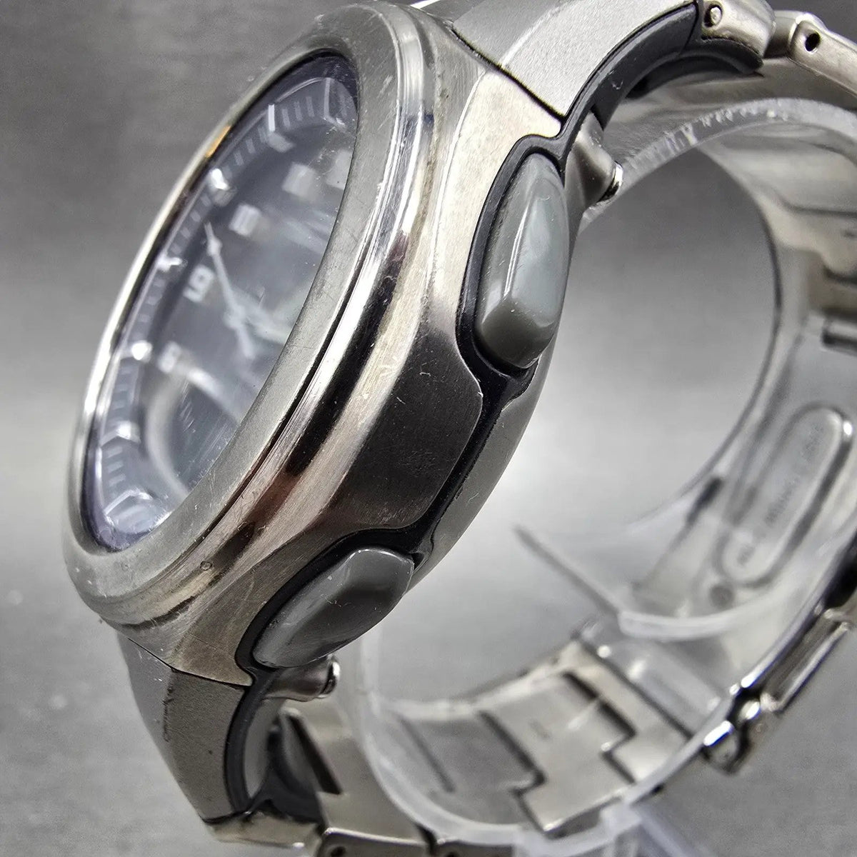 Casio Wave Ceptor Watch Men 42mm Blue Dial Analog Digital Titanium WVA-400 Runs2