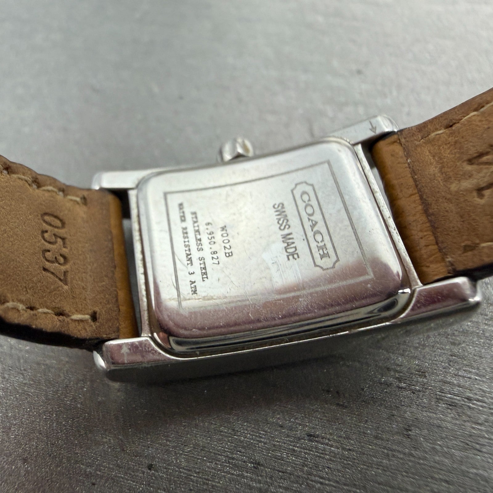 Coach Tank Watch Women 19mm Silver Dial Silver Tone Rectangle W002B New Battery9