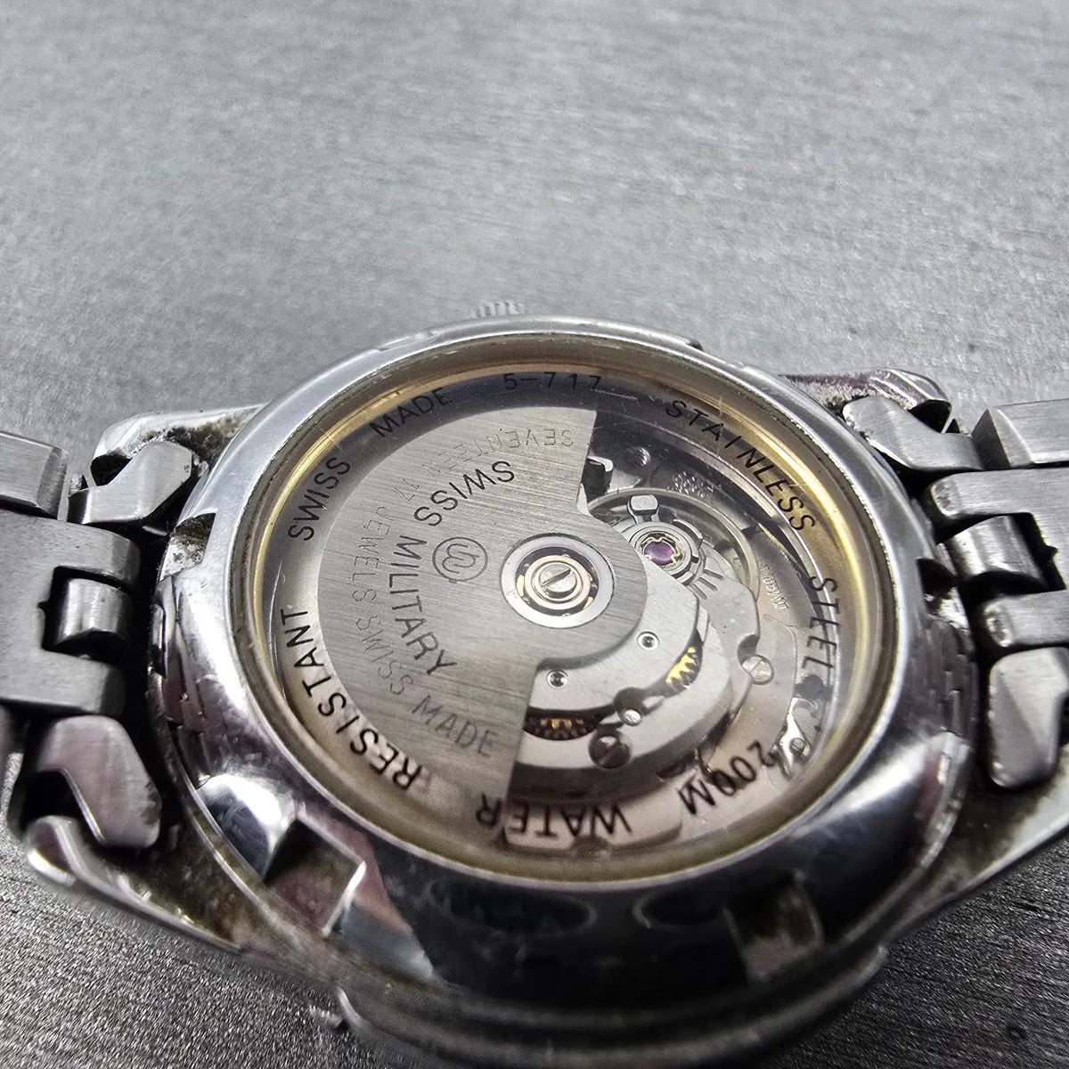 Swiss Military Automatic Dive Watch Women 30mm Black Dial Steel Daydate Works11