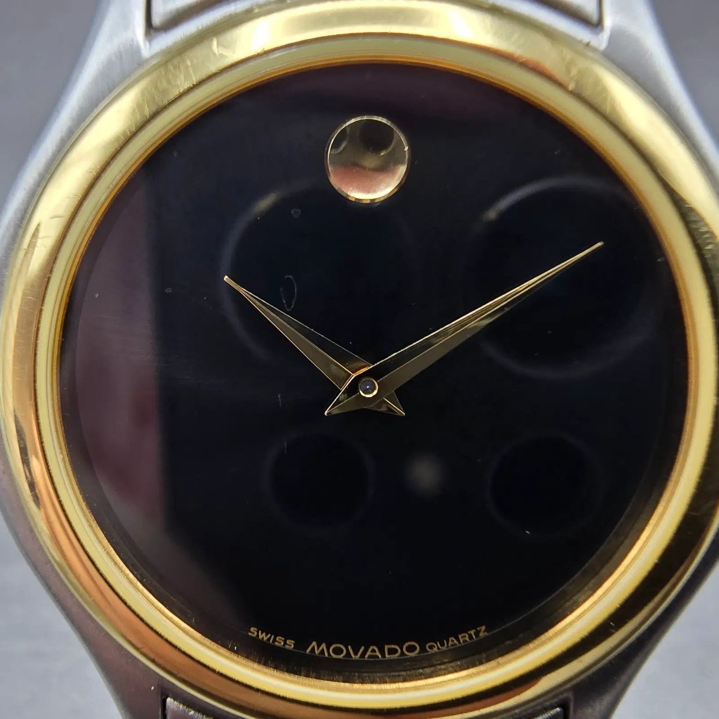 Movado Museum Watch Men 34mm Black Dial Two Tone Round 81-E4-0863 New Battery BP1