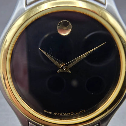 Movado Museum Watch Men 34mm Black Dial Two Tone Round 81-E4-0863 New Battery BP1