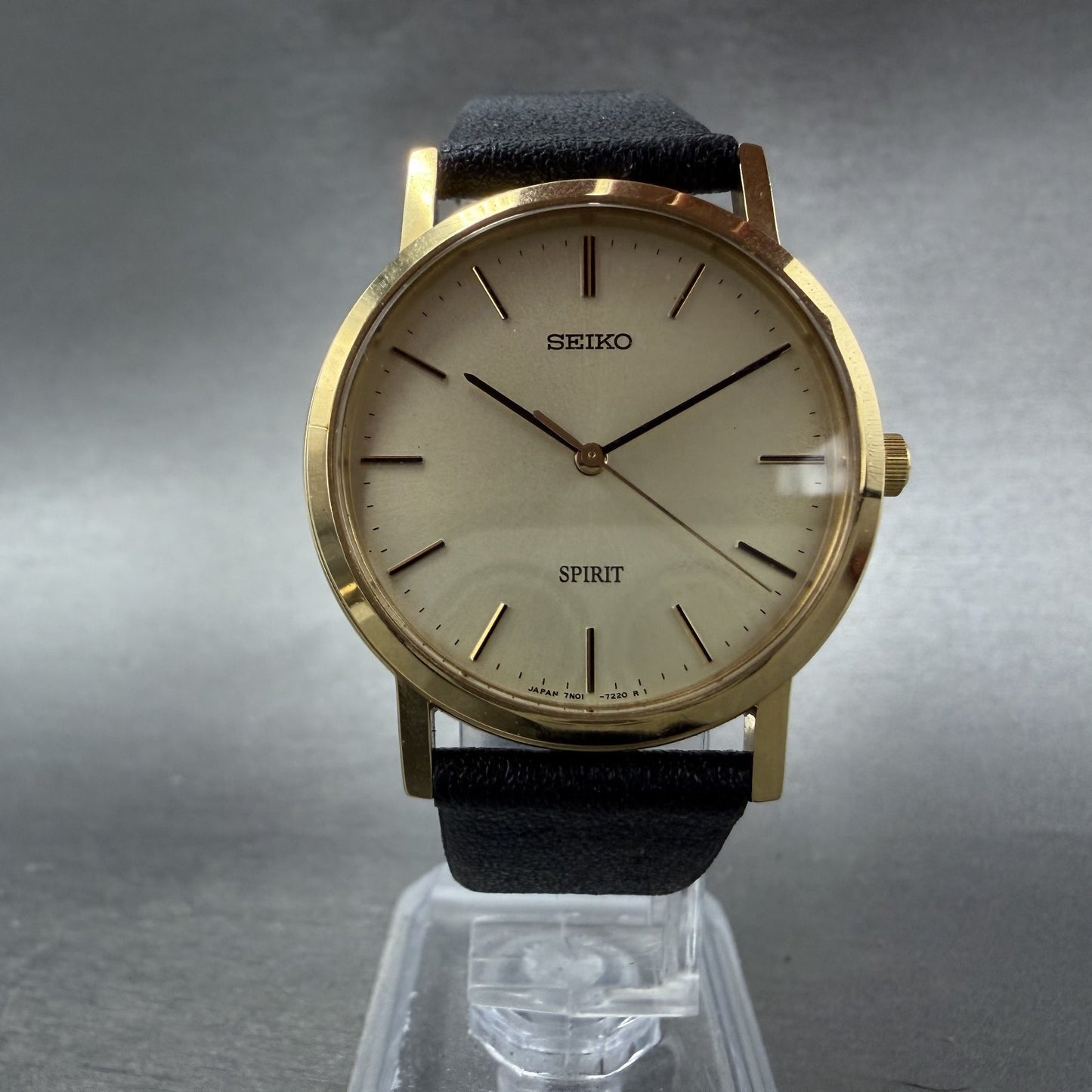 Seiko Spirit Watch Men 32mm Champagne Dial Gold Tone 7N01-7060 New Battery5