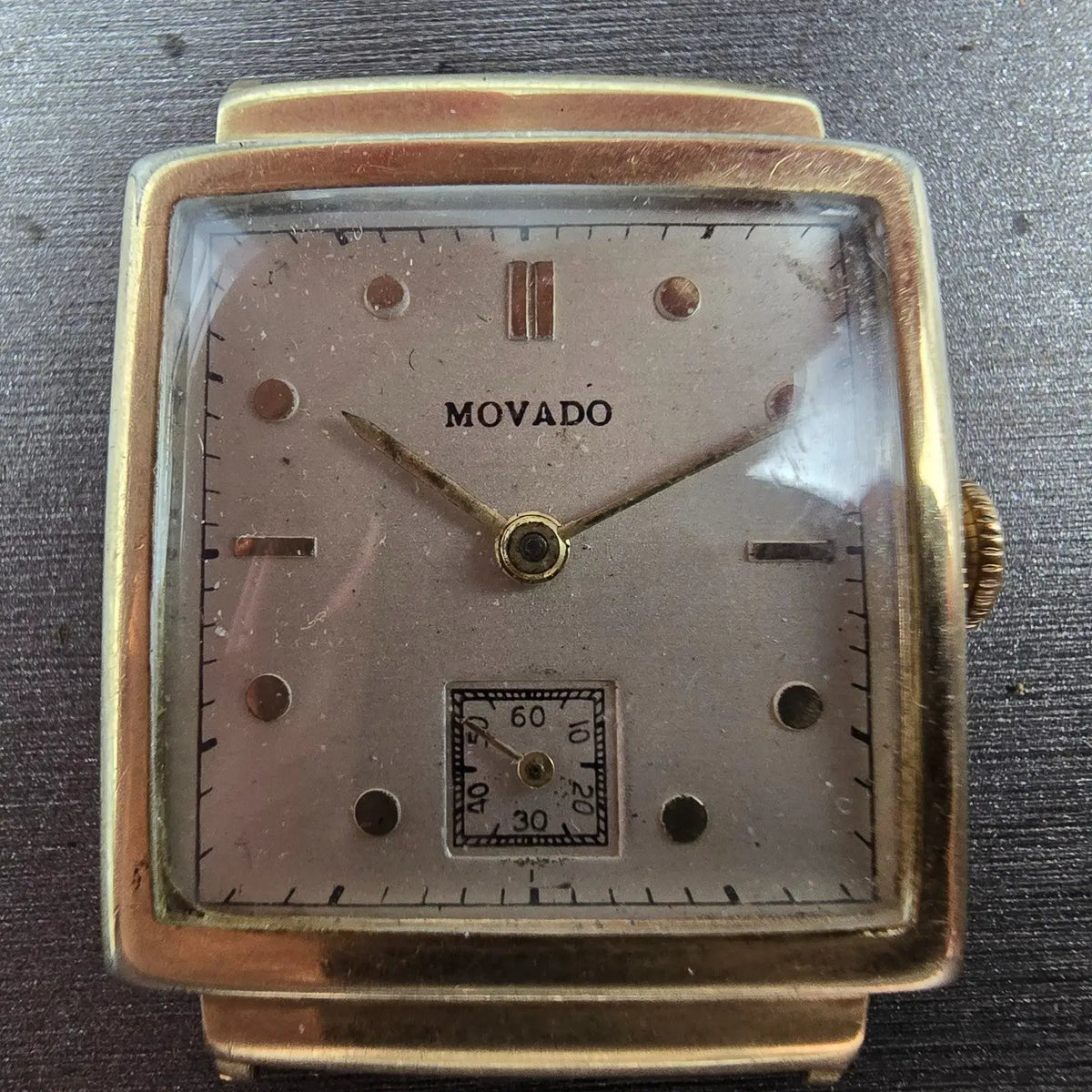 Movado Tank Watch Men 25mm White Dial 14K Gold Filled Manual Wind Cal 470 Runs1