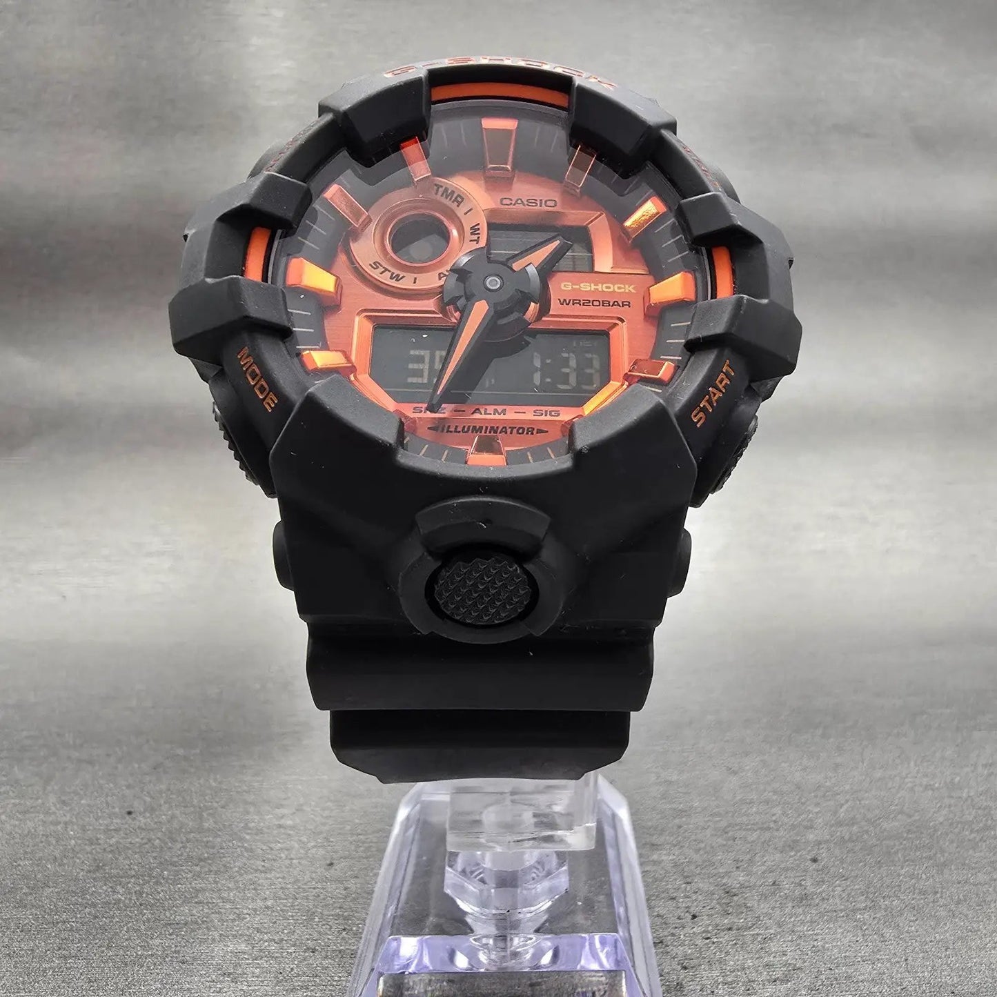 Casio G-Shock GA-700BR Watch Men 53mm Orange Dial Black Chrono Alarm New Battery5