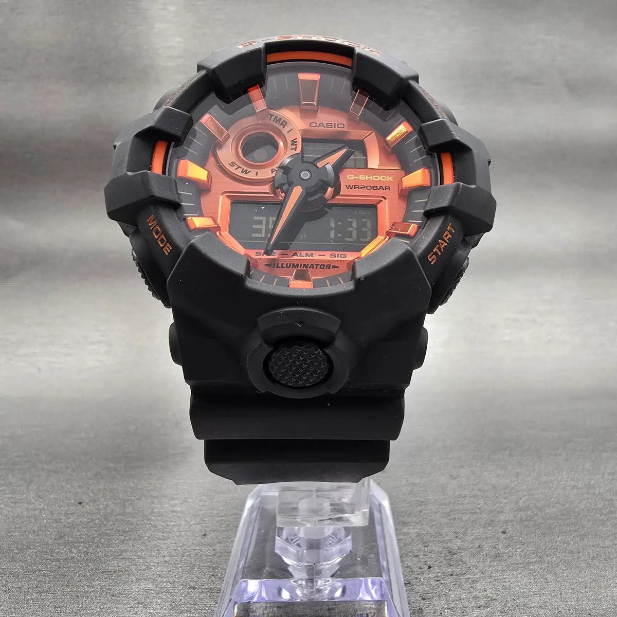 Casio G-Shock GA-700BR Watch Men 53mm Orange Dial Black Chrono Alarm New Battery5
